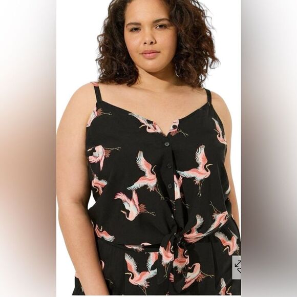 Torrid Challis Button Down Tie Front Crop Size 4X NWT - Picture 1 of 7